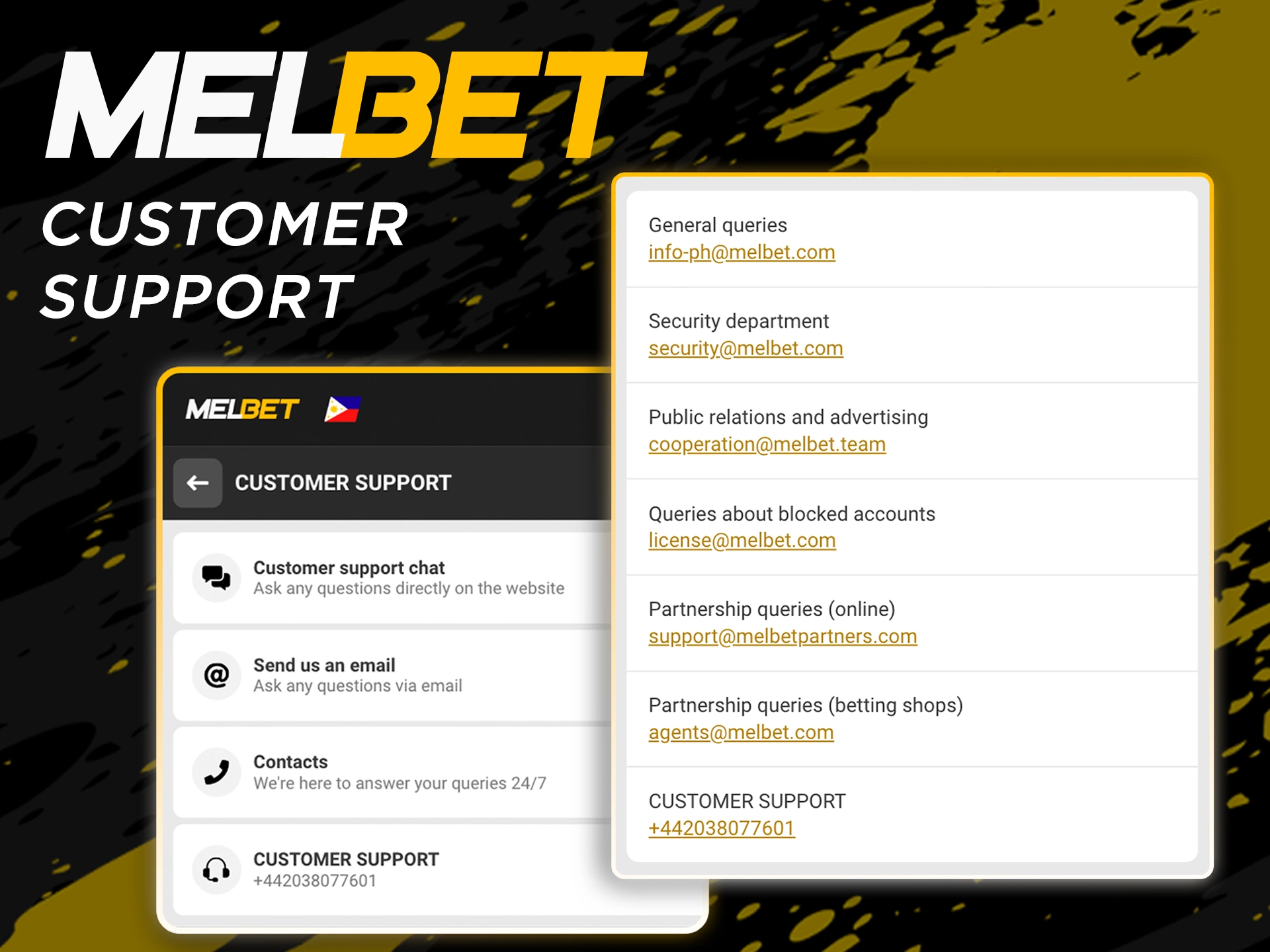 Go to the support section if you have any problems with Melbet.