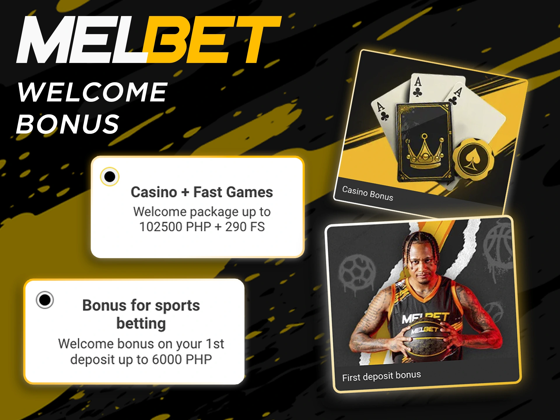 Get welcome bonuses for your first bets on the Melbet app.