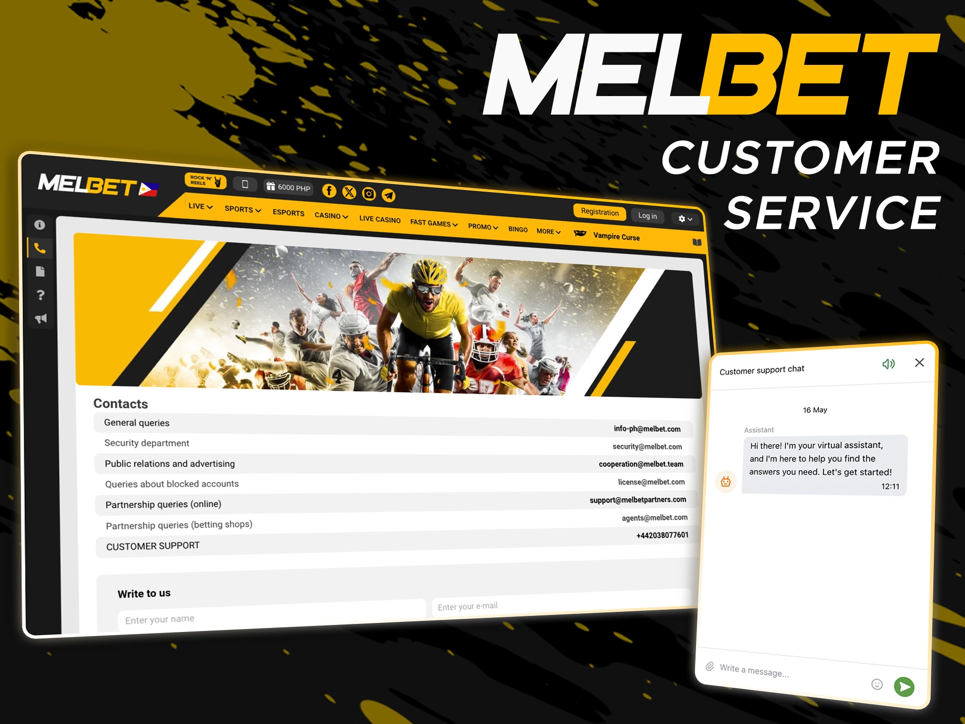 Choose a convenient method for you to contact the Melbet team.