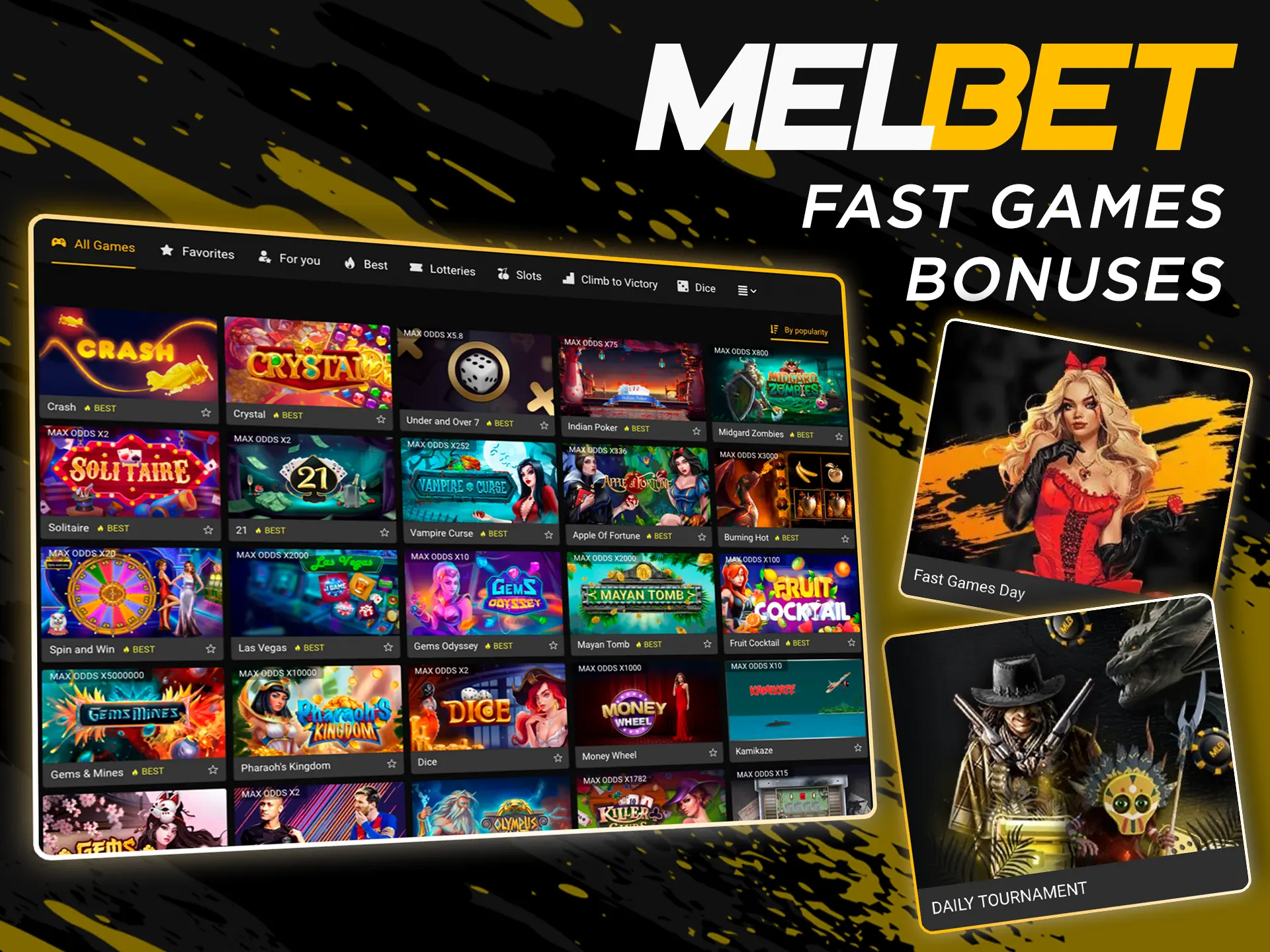 Take advantage of the bonus to bet on Fast games at Melbet.