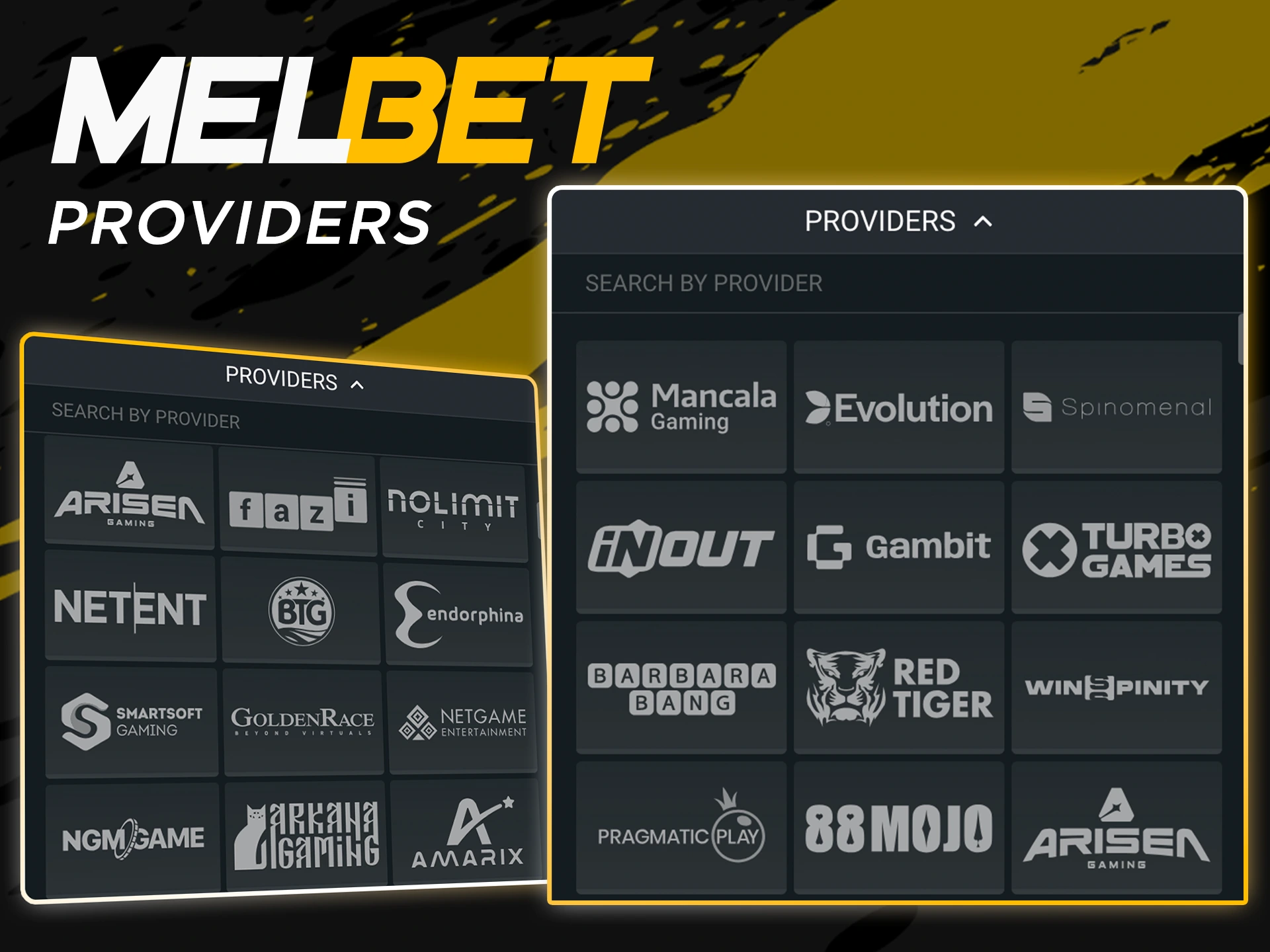 Melbet offers its players a wide range of games from popular providers.