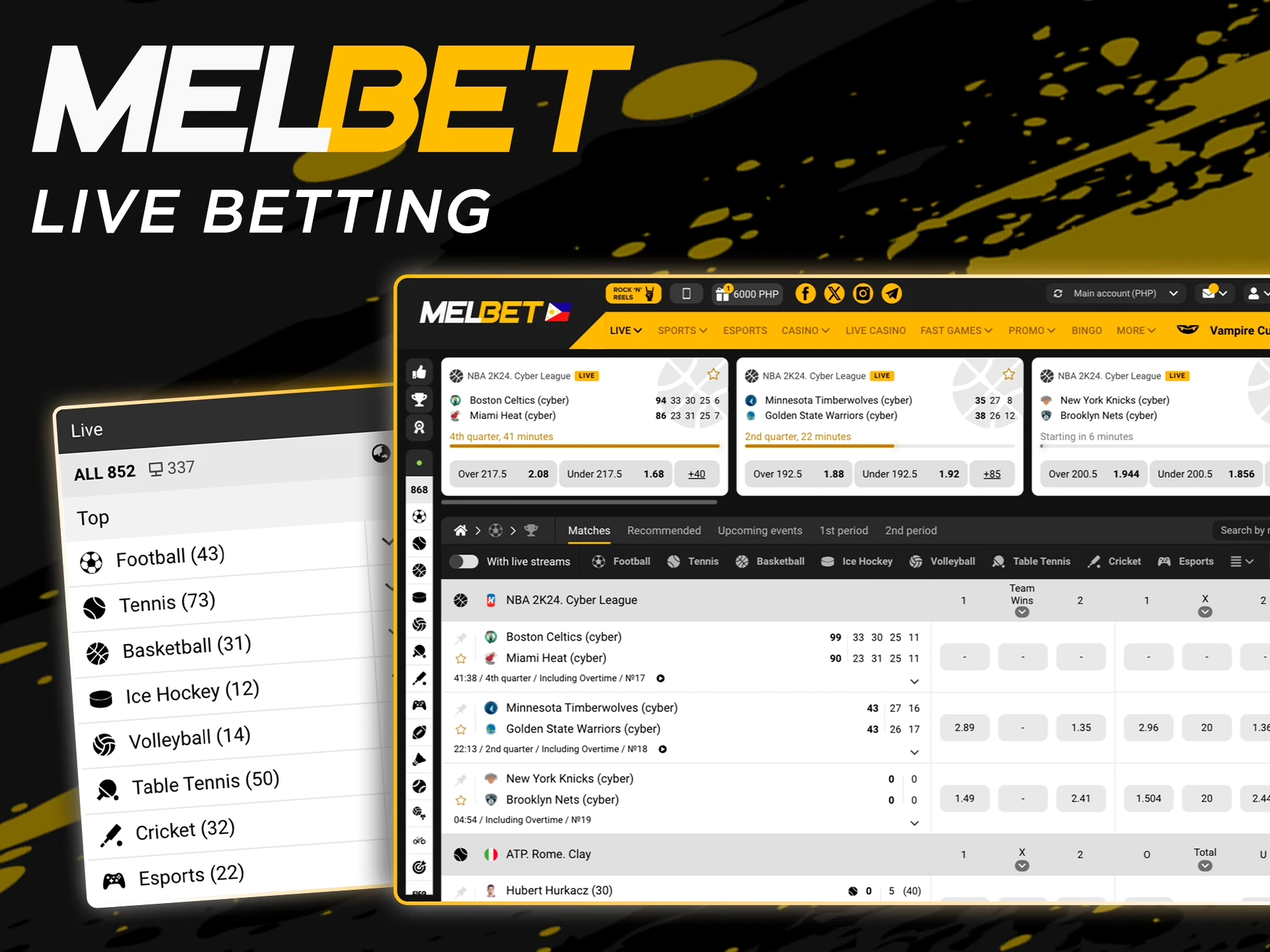 Bet on live events and follow them at Melbet.
