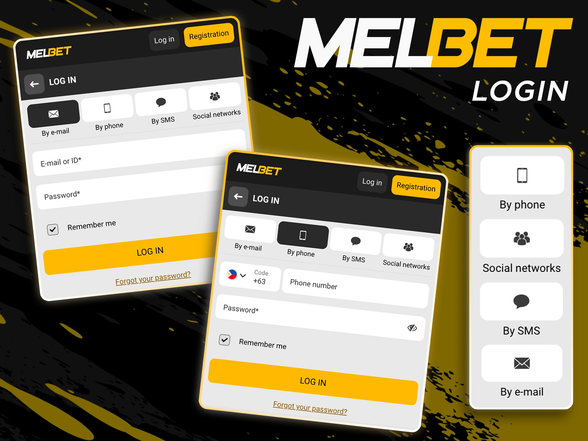 Use the Melbet account login method as you did when you registered.