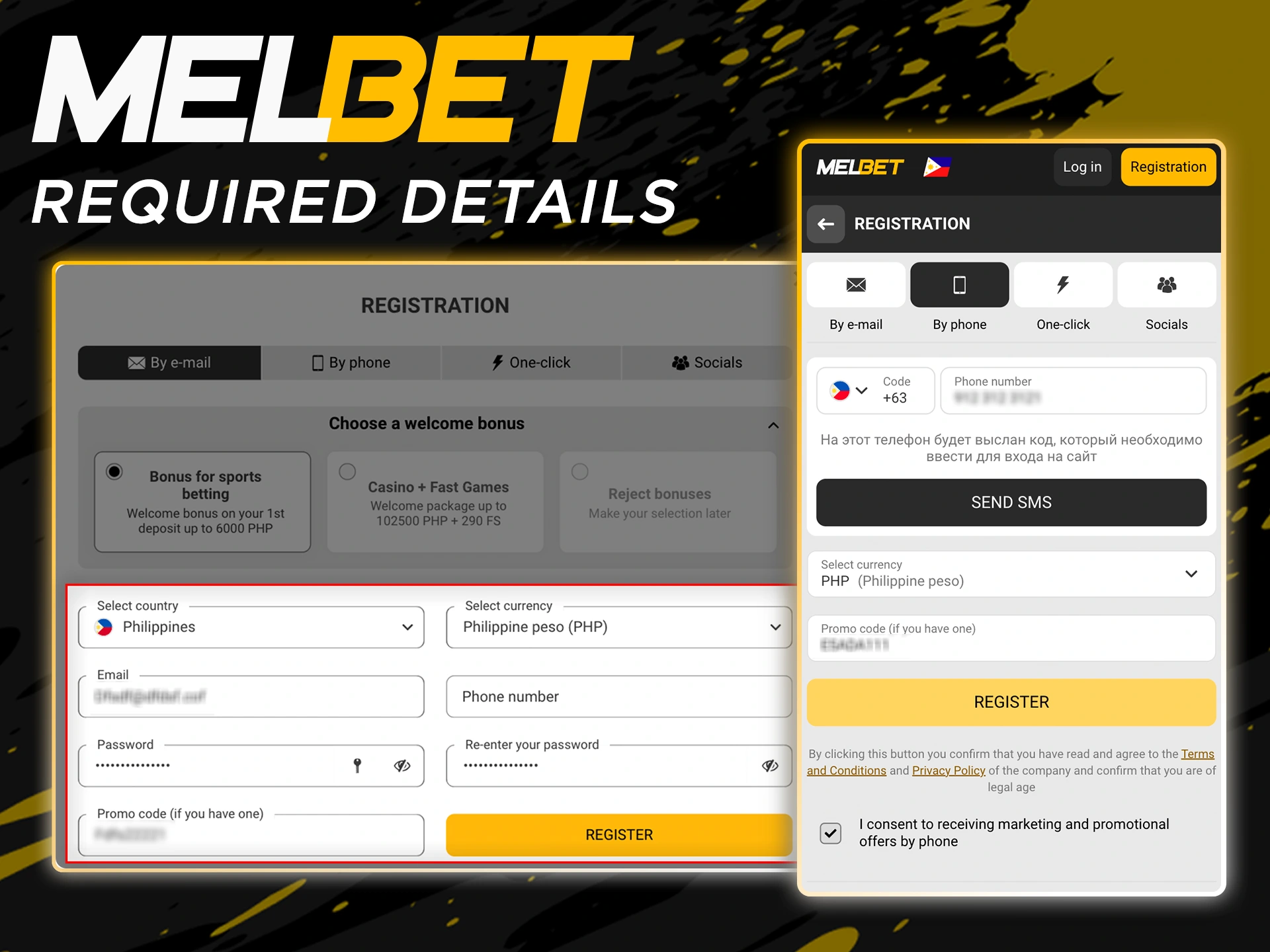 Fill in the required information to register with Melbet.