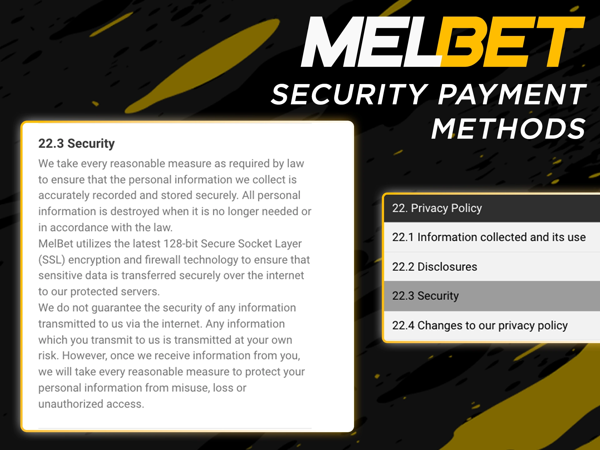 Learn about the security level of payments at Melbet.