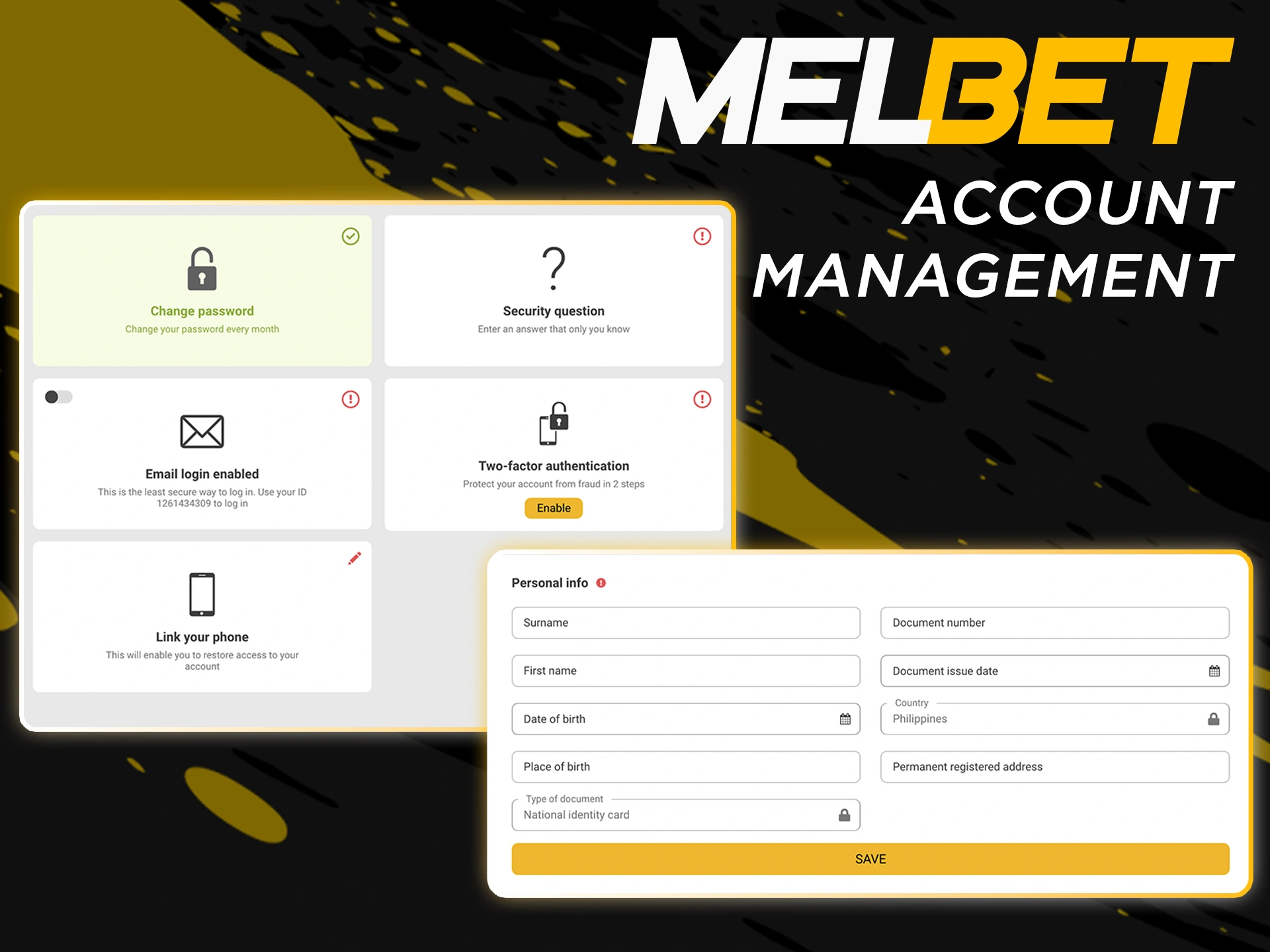 Go to account management for the necessary settings.