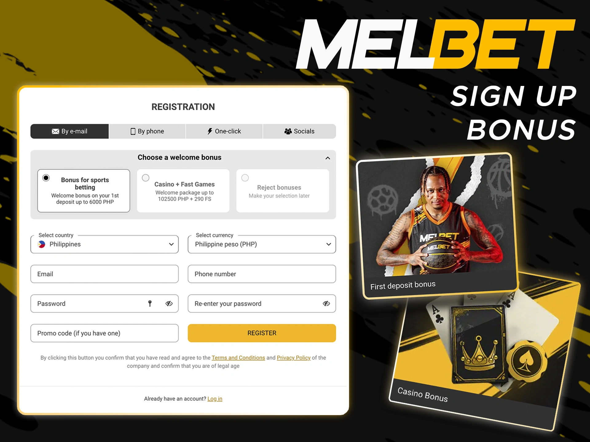 Create a personal account and get bonuses from Melbet.