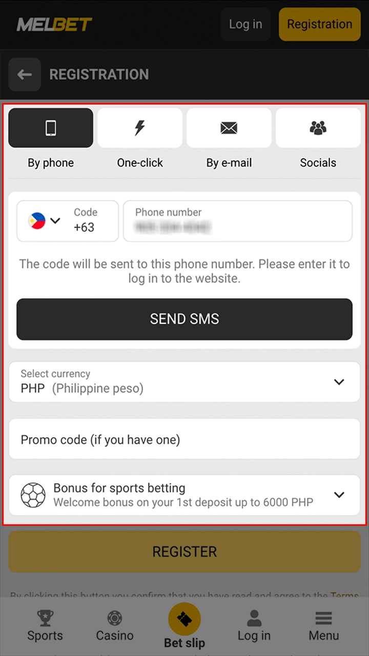 Fill in the necessary details to register with Melbet.