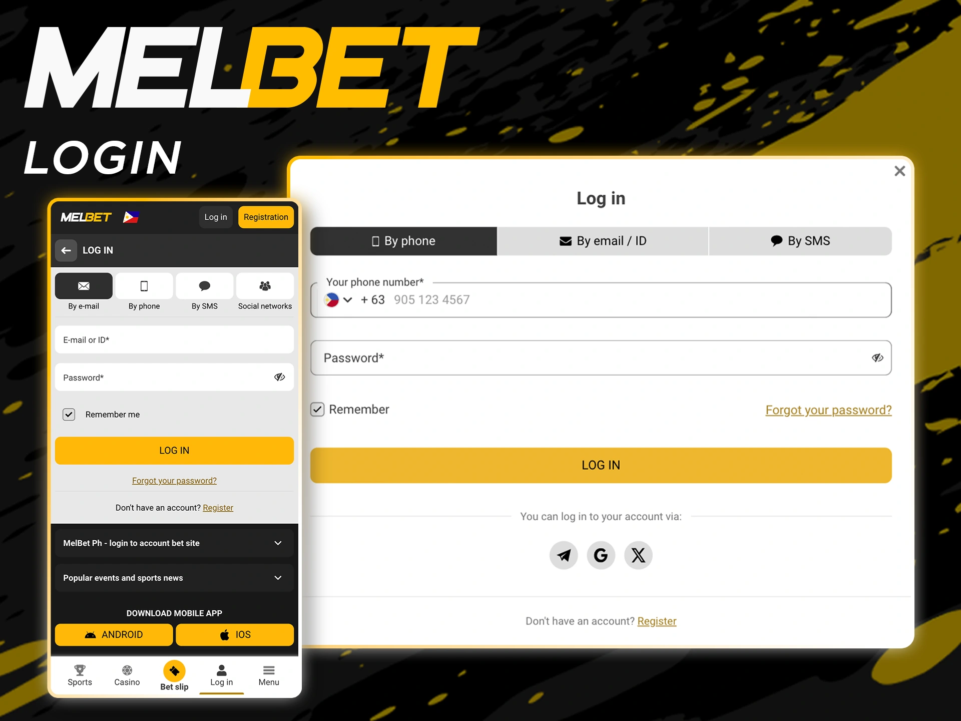 Use any device and method to log in to your Melbet account.