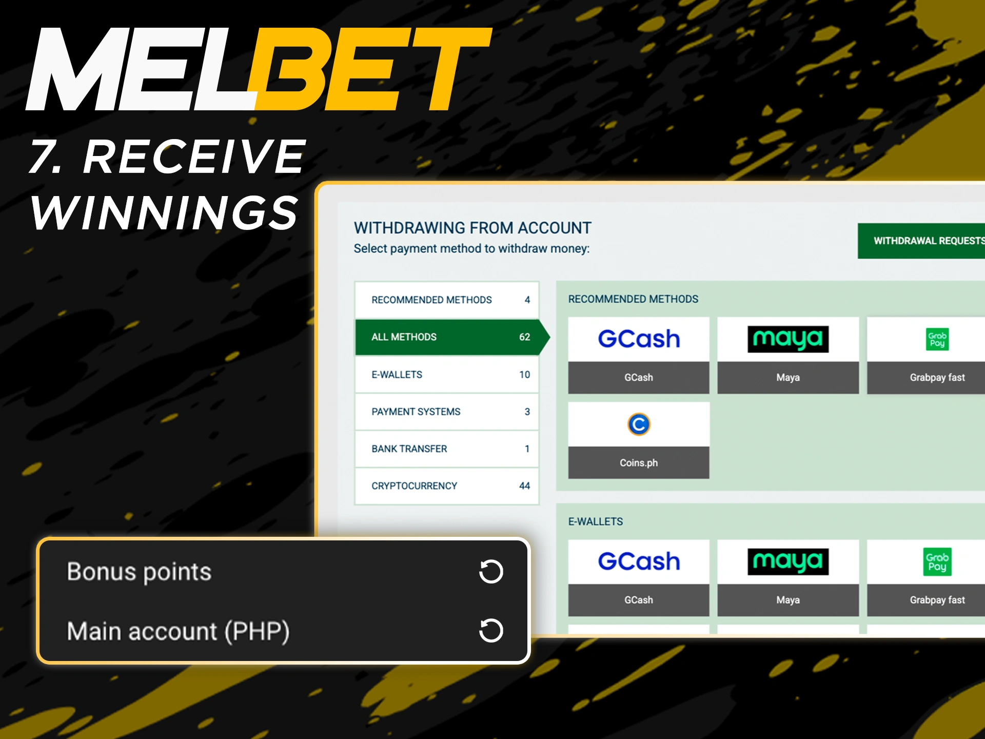 Wait for winning funds to be credited to your Melbet account.