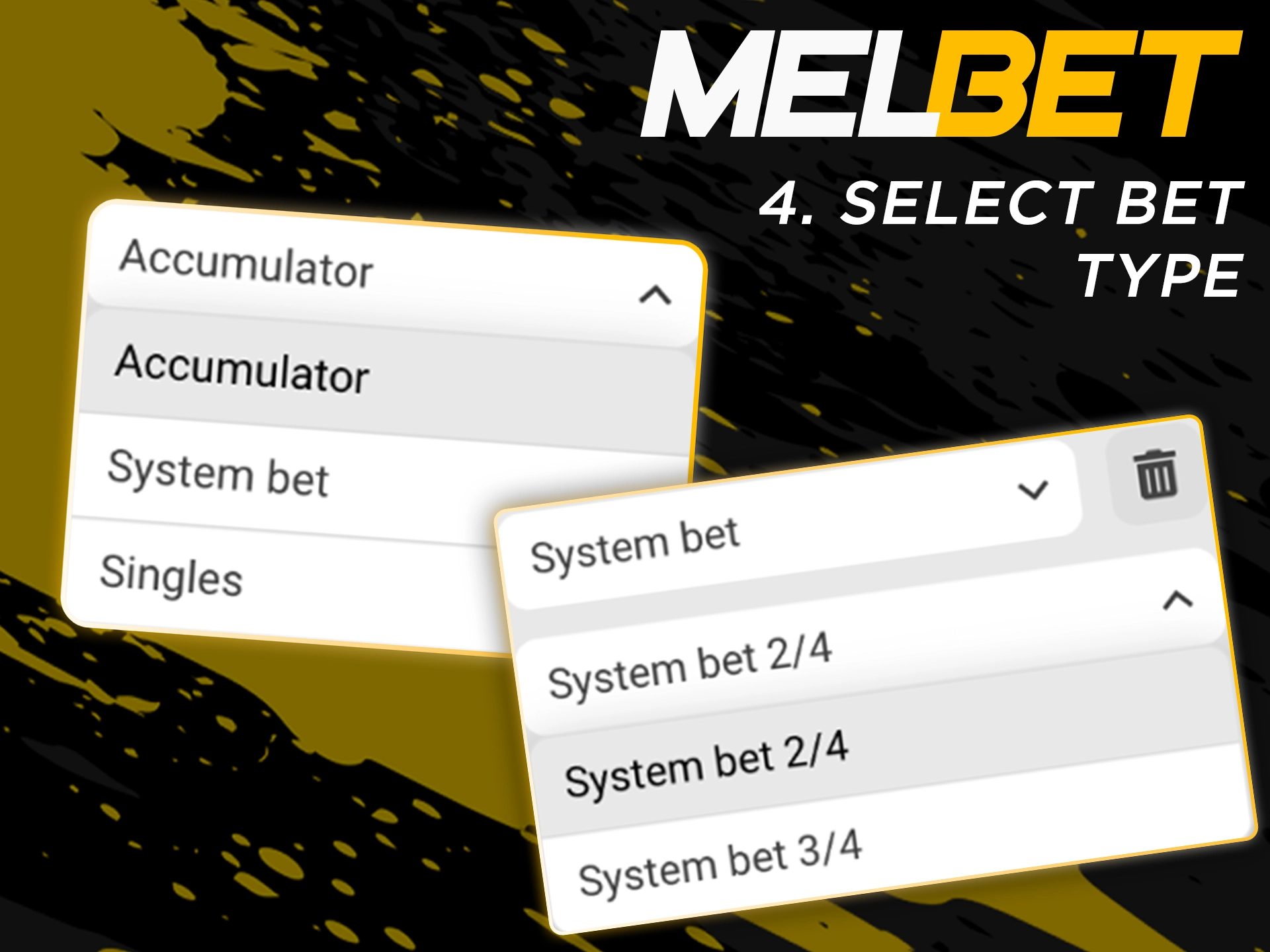 Choose among the types of sports betting at Melbet.