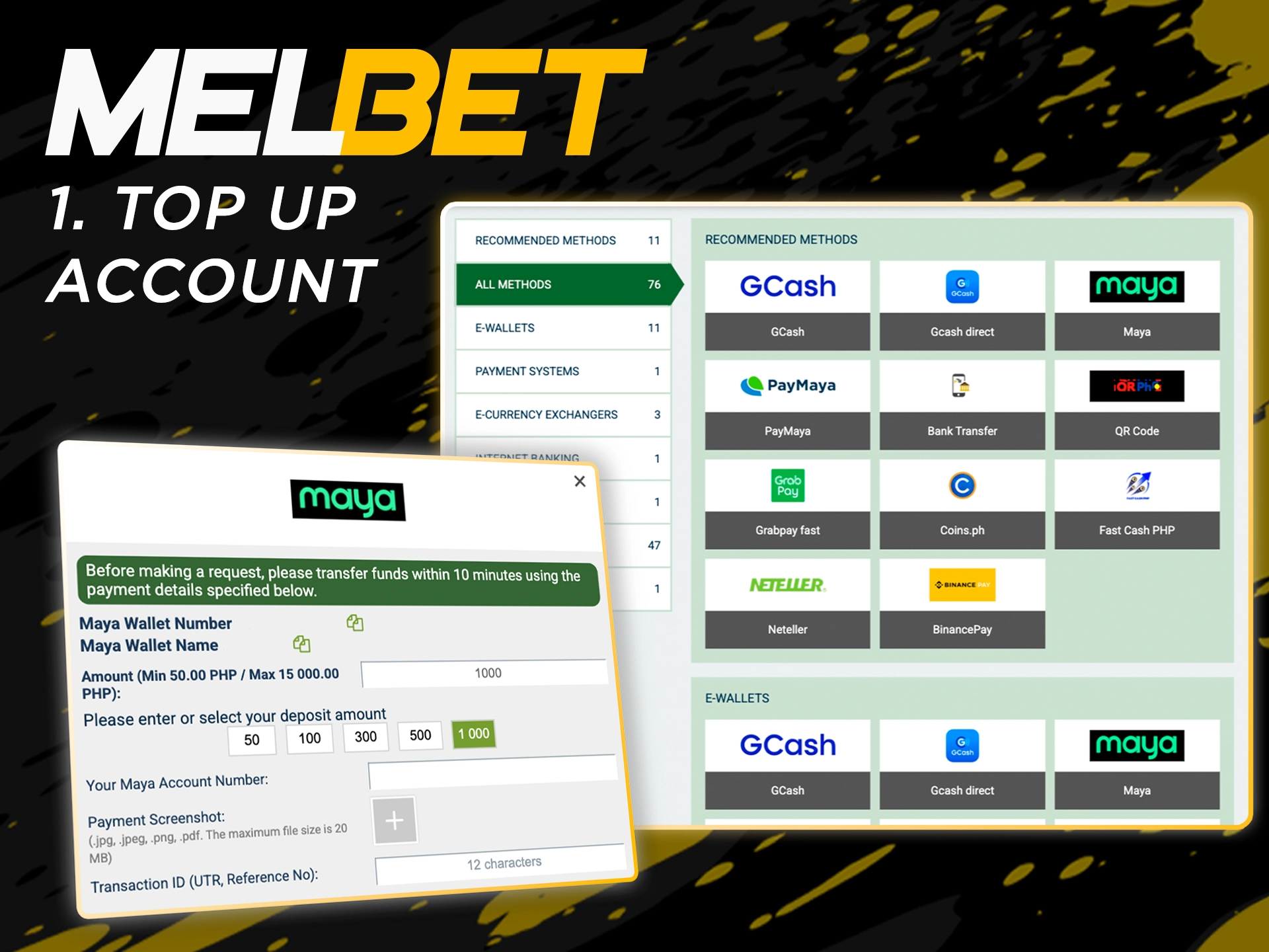 Refill your personal account at Melbet.