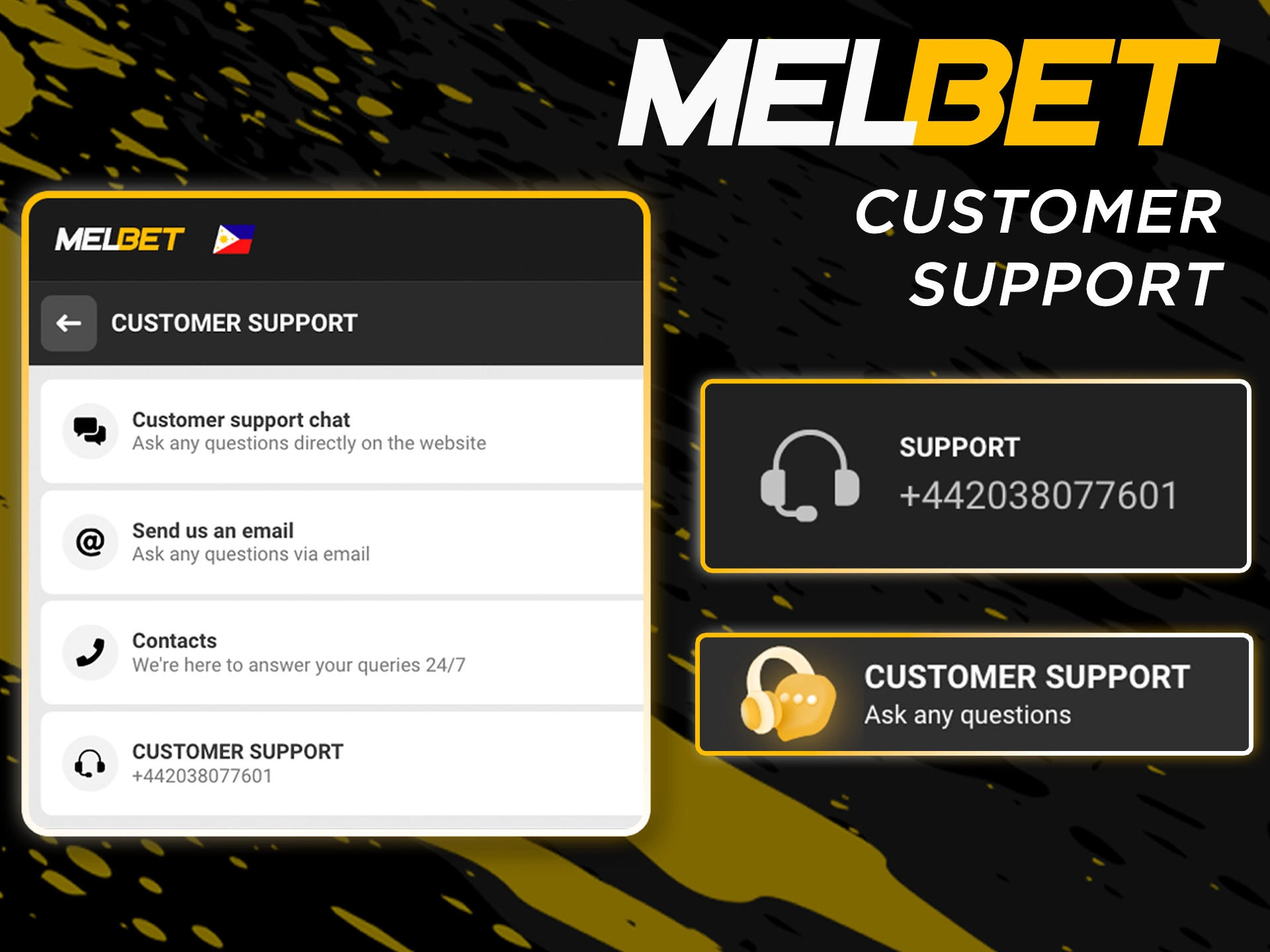 Use a convenient method to contact the Melbet team.