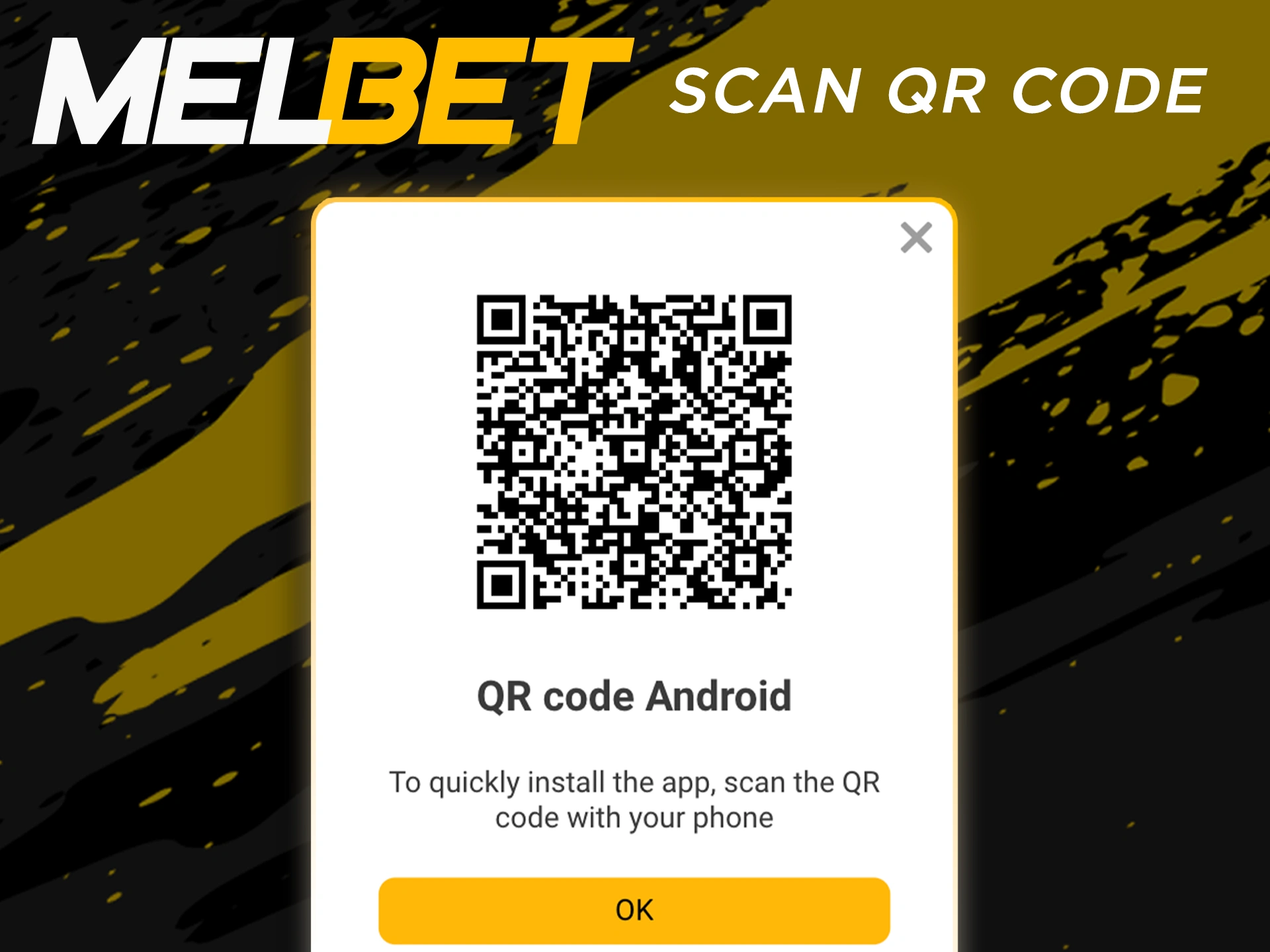 Scan the qr code to get APK from Melbet.